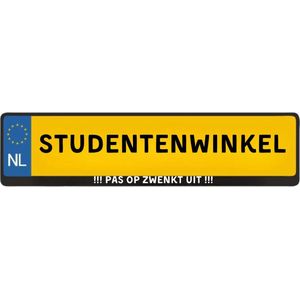 Kentekenplaathouder – ""!!! PAS OP ZWENKT UIT !!!"" – Nederlands Kenteken – Met Tekst - Blauw / Geel - 520x110mm