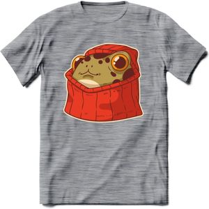 Hoodie frog T-Shirt Grappig | Dieren kikker Kleding Kado Heren / Dames | Animal Skateboard Cadeau shirt - Donker Grijs - Gemaleerd - S