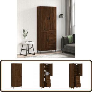 vidaXL Hoge kast 69,5x34x180 cm bewerkt hout bruin eikenkleur