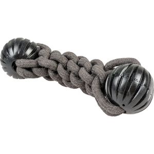 Duvoplus - Speelgoed Voor Dieren - Hond - Eco Touw Stick & 2 Rubber Ballen 23x6x7,5cm Zwart - 1st