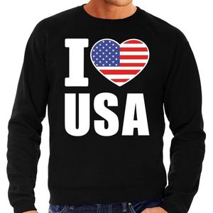 I love USA supporter sweater / trui voor heren - zwart - Amerika / VS landen truien - Amerikaanse fan kleding heren L