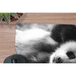 Bureau mat - Dierenprofiel rollende panda in zwart-wit - 60x40