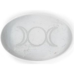 Edelsteen Seleniet met Godin Symbool (5 x 4 x 1,5 cm)