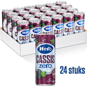 Hero Cassis Zero Frisdrank Blikjes - The Original - Gemaakt van Zwarte Bessen - Handige Tray - 24 x 250ml