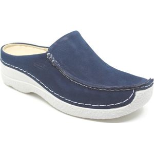 Wolky, SEAMY SLIDE, 0625011 820, Blauwe slippers met dichte neus wijdte H