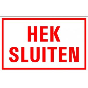 Hek sluiten tekststicker 400 x 250 mm