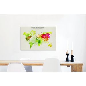 Canvas Wereldkaart - 60x40 - Wanddecoratie Wereldkaart - Kleuren - Verf