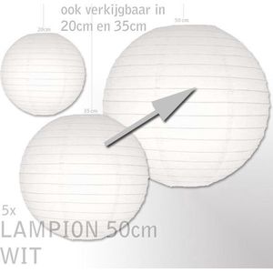 5 witte lampionnen 50cm