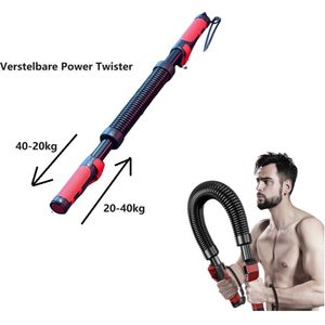 CNL Sight Verstelbare Power Twister-Arm Buigveer 20-40kg - Stalen buigstang voor bovenarmen, onderarmen, biceps en borst Krachttraining - Power Twister, Armtrainer, Spanveer, Weerstandsveer-zwart