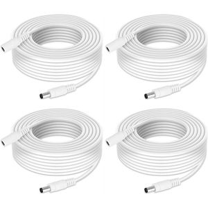 DC-verlengkabel 55 mm x 21 mm 12 V aansluitkabel DC/gelijkstroom DC-kabelverlenging voor CCTV-bewakingscamera's LED-strip. Connector voor voeding. Wit 05M (pak van 4)