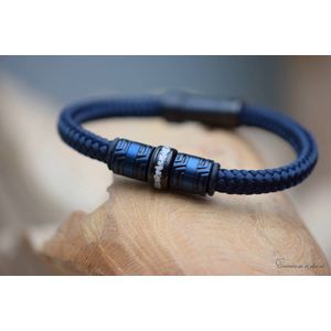 Urn-Crematie-as heren armband- Sieraad wordt voor u op maat gemaakt!- 6mm Sail Rope Marine Blauw heren armband met crematie-as verwerkt in bedel- Design rvs kralen-Herinneringsarmband-Assieraad-urn-rvs veilige kop/kom sluiting