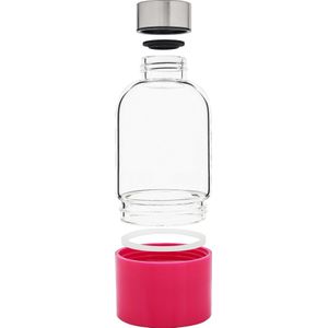 Bo-Bottle 380ULTD met fruitcup (roze) - 380 ml - Glazen drinkfles - Zeer sterk borosilicaatglas - Geschikt voor koude & warme dranken - Duurzaam cadeau