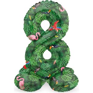 Folat - Staande folieballon Cijfer 8 Jungle Vibe - 41 cm