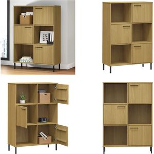 vidaXL Boekenkast met metalen poten OSLO 90x35x128-5 cm hout bruin - Boekenkast - Boekenkasten - Boekenplank - Boekenplanken