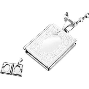 Amanto Ketting Dion - 316L Staal - Fotomedaillon - 23x19mm - 60cm