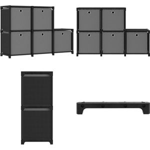 vidaXL Kast met 5 vakken met boxen 103x30x72,5 cm stof zwart - Opbergkast - Opbergkasten - Opbergrek - Opbergrekken