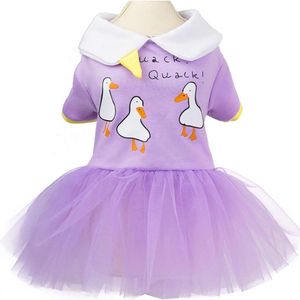 Hondenjurk Puppy Rok Hondenkleding Prinses Jurken Tutu Rok Gans Quack Bruiloft Katoen Kant Jurk Luxe Strik Jurk Voor Kleine Hond maat XS