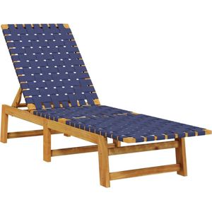 vidaXL Ligbed acaciahout en stof donkerblauw Ligbed - Loungebed - Tuinset - Buitendecoratie - Acacia Hout