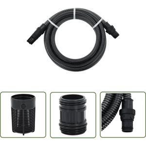 The Living Store Zuigslang met PVC koppelingen 1,1'' 10 m PVC zwart - Zuigslang - Pvc Slang - Tuinslang - Waterleiding - Tuinpomp