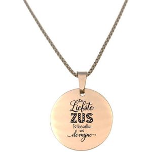 Ketting RVS - Rond - Rosegoud - De Liefste Zus Is Toevallig Wel De Mijne