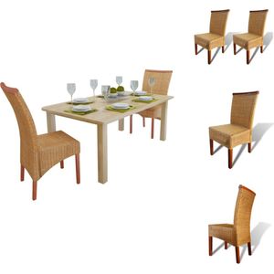 vidaXL Eetkamerstoelen Set Echte Rattan - 47 x 50 x 97 cm - Tropische uitstraling - Eetkamerstoel