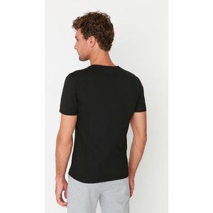 Trendyol Marineblauw-Wit Basic Slim Fit/Slim Cut 100% Katoen 2-Pack T-Shirt Met Korte Mouwen Tmnss19Bo0075