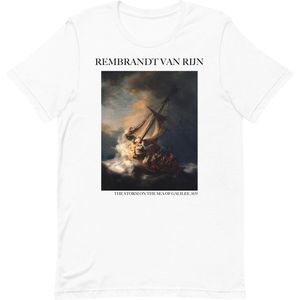 Rembrandt van Rijn 'De Storm op het Meer van Galilea' (""The Storm on the Sea of Galilee"") Beroemd Schilderij T-Shirt | Unisex Klassiek Kunst T-shirt | Wit | XL