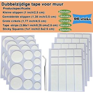 Dubbelzijdige montagetape - multifunctioneel - 96 stuks - doorzichtig