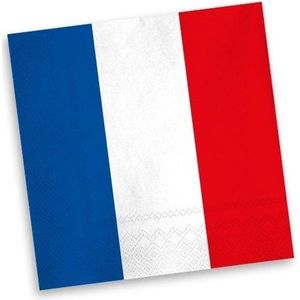 Frankrijk blauw wit rood servetten 20 stuks - Frankrijk thema versiering