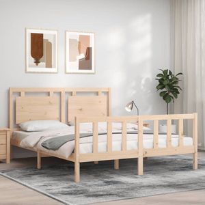 The Living Store Bed Grenenhouten - King Size 150x200 cm - Massief grenenhout - Multiplex lattenbodem - Functioneel hoofd- en voeteneinde