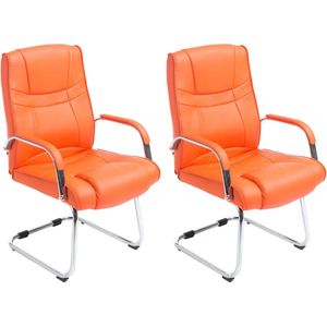 CLP Attila Set van 2 Eetkamerstoelen - Kunstleer oranje