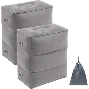 Opblaasbaar Vliegtuigbedje met Verstelbare Beensteunen - Comfortabel Reizen - Lichtgewicht Draagbaar Design - Grijs
