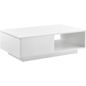 In And OutdoorMatch Salontafel Hadley - Met Plank en Lade - 95x55x31 cm - Wit - Glanzend - Spaanplaat - Modern Design