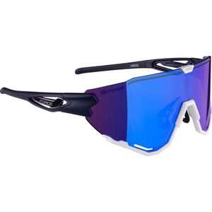 FORCE CREED - Fietsbril - Sportbril - Zonnebril - Racefiets - Mountainbike - Hardloop - Triatlon - Zwart/Wit Montuur - Blauw Lens