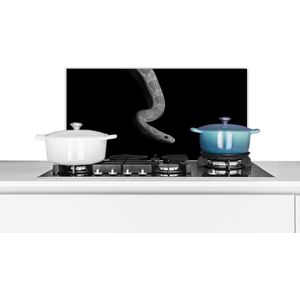 Spatscherm keuken 60x30 cm - Kookplaat achterwand Dieren - Slang - Zwart - Wit - Portret - Muurbeschermer - Spatwand fornuis - Hoogwaardig aluminium