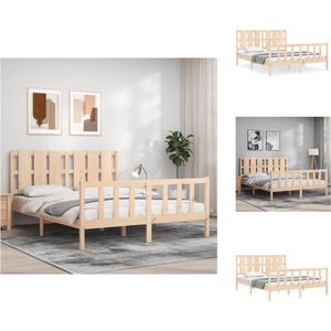 vidaXL Grenenhouten Bedframe - Massief Grenenhout - Multiplex Lattenbodem - Functioneel Hoofd- en Voeteneinde - 205.5 x 165.5 x 100 cm - 160 x 200 cm - Montage vereist - vidaXL - Bed