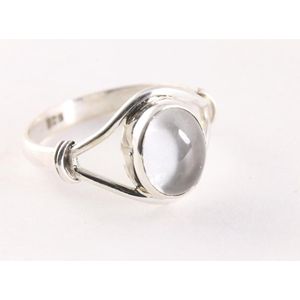 Opengewerkte zilveren ring met bergkristal - maat 16