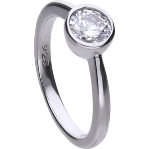 Diamonfire - Zilveren ring met steen Maat 17.5 - Steenmaat 6.25 mm - Kastzetting