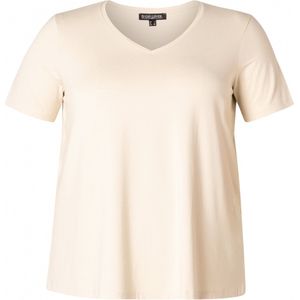 BASE LEVEL CURVY Alba T-Shirts - Light Beige - maat 1(48)