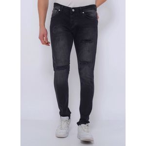 Jeans Ripped Heren Slim Fit Strech -DC-053- Zwart