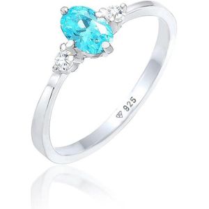 Elli Dames Ring Dames Solitaire Blauwe Ovale Verloving met Zirkonia Kristallen in 925 Sterling Zilver