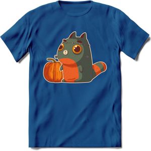 Frankenstein kat T-Shirt Grappig | Dieren katten halloween Kleding Kado Heren / Dames | Animal Skateboard Cadeau shirt - Donker Blauw - S