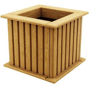 BOGATECO houten bloembak | Plantenbak | Bloempot 25 x 25 x 25 cm | Kruidenpot voor huis tuin balkon terras | Pot met kunststof inzetstuk | Waterdicht | Lichtbruin