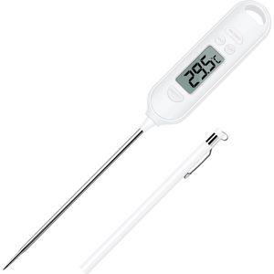 Thermometer met direct afspelen, onmiddellijke kookthermometer met lange sonde en lcd-display, thermometer, keuken, digitaal gebak, voor vlees, olie, melk, wijn, BBQ en warm water