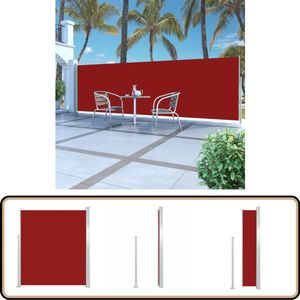 vidaXL Uittrekbaar Windscherm 160x500 cm Rood Zonwering - Windscherm - Buitendecoratie - Tuinmeubilair - Veranda