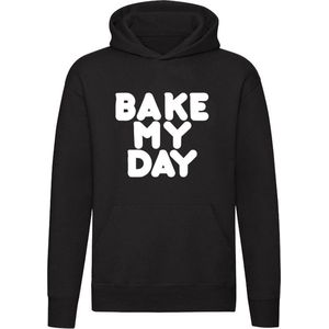 Bake My Day Hoodie | Bakken | Maak mijn dag | Verwennen | Gezegden | Spreekwoorden | Koken | Eten | Kok | Liefde | Unisex | Trui | Sweater | Capuchon | Zwart