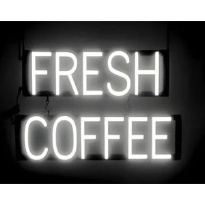 FRESH COFFEE - Lichtreclame Neon LED bord verlicht | SpellBrite | 58 x 38 cm | 6 Dimstanden - 8 Lichtanimaties | Reclamebord neon verlichting