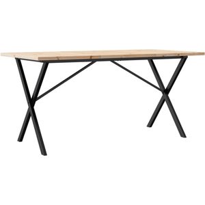 vidaXL Eettafel X-frame 140x80x75,5 cm massief grenenhout en gietijzer - Eettafel - Eettafels - Eetkamertafel - Tafel