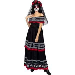 Funidelia | Dia de los Muertos kostuum voor vrouwen - Mexicaanse schedel, Halloween, Day of the Dead (Dia de los Muertos), Horror - Kostuum voor Volwassenen Accessoire verkleedkleding en rekwisieten voor Halloween, carnaval & feesten - Maat M - Zwart