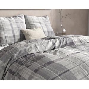 Flanel Theo Dekbedovertrek - 240x200/220 + 2 kussenslopen 60x70 - Grijs